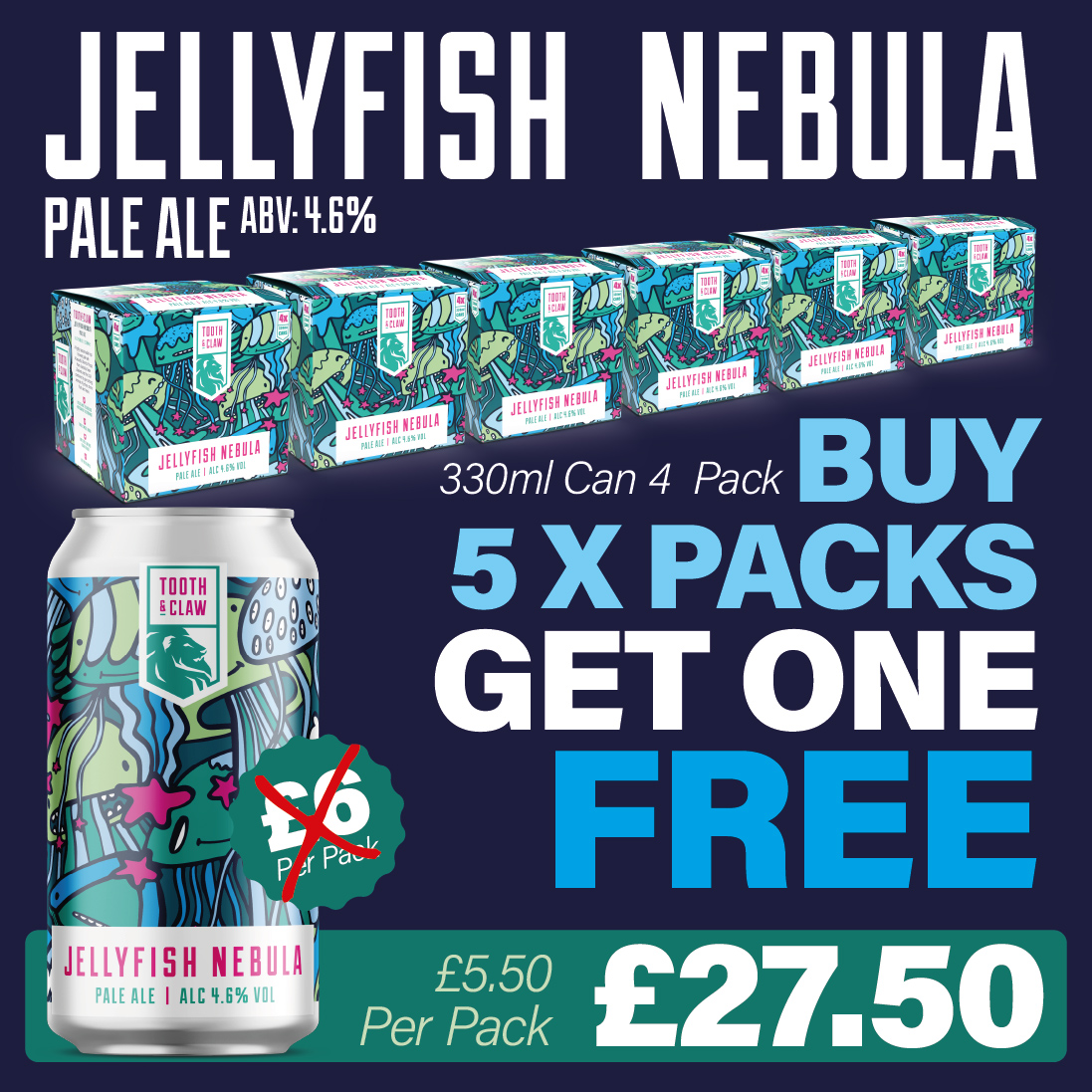 Tooth & Claw JELLYFISH  NEBULA 24x330ml cans